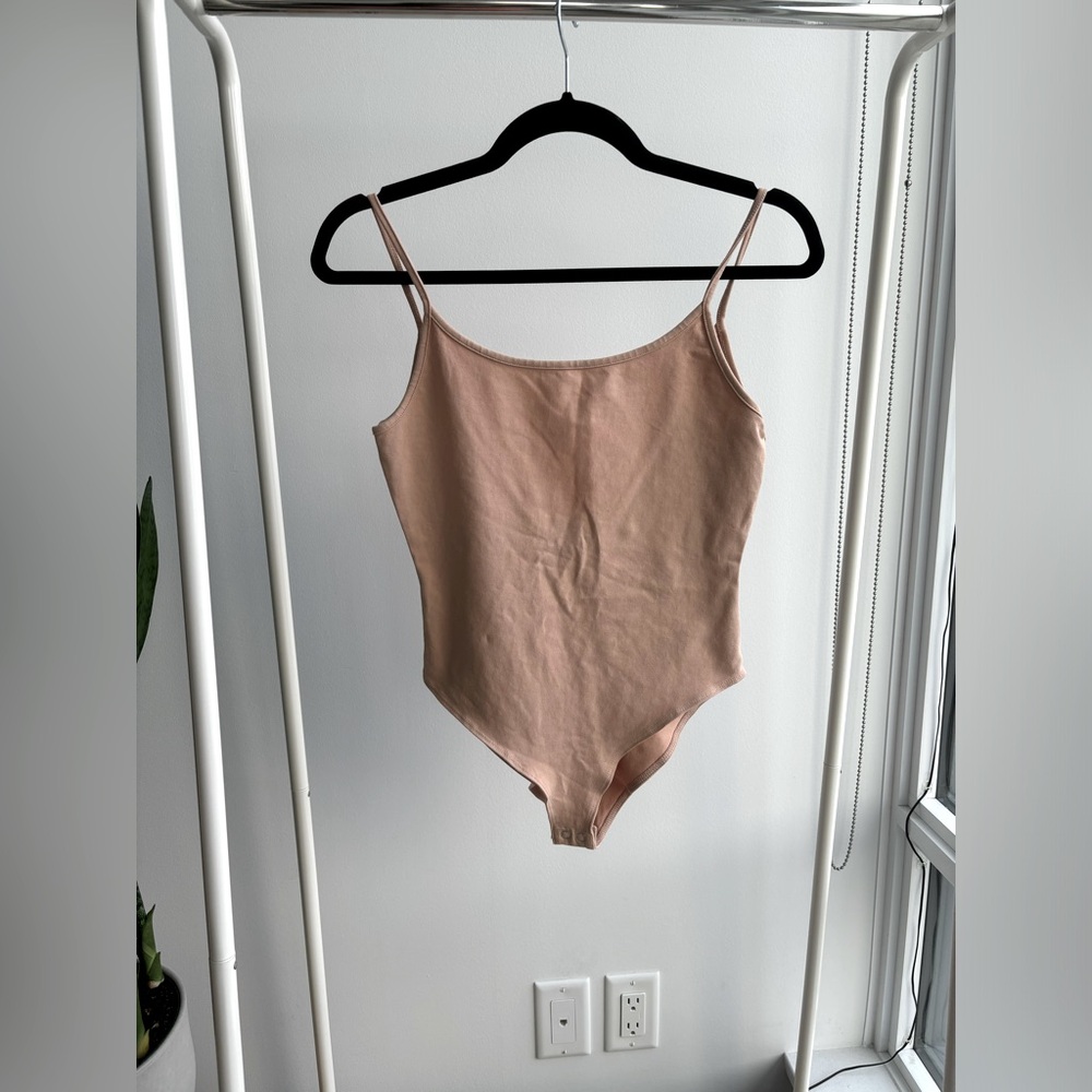 3/$25 FOREVER 21 Spaghetti Strap Basic Scoop Back Bodysuit with Snaps Nude Color
